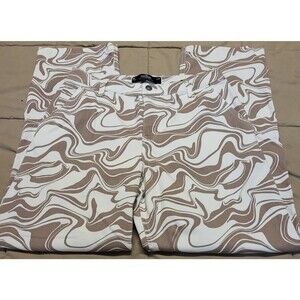 Hollister High Rise Utility  Pants W29 9R  Cream Swirl Print Straight Leg